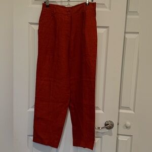 Massimo Dutti Rust Linen Trousers (Size 4)